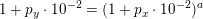 \small 1+p_y\cdot 10^{-2}=(1+p_x\cdot 10^{-2})^a