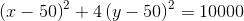 \left ( x-50 \right )^2+4\left ( y-50 \right )^2=10000