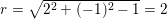 \small r=\sqrt{2^2+(-1)^2-1}=2