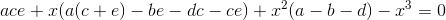 ace+x(a(c+e)-be-dc-ce)+x^{2}(a-b-d)-x^{3}=0