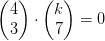 \begin{pmatrix} 4\\3 \end{pmatrix}\cdot \begin{pmatrix} k\\7 \end{pmatrix}=0