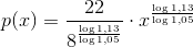 p(x)=\frac{22}{8^{\frac{\log 1,13}{\log 1,05}}}\cdot x^{\frac{\log 1,13}{\log 1,05}}