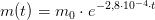 m(t)=m_0\cdot e^{-2{,}8\cdot 10^{-4}\cdot t}