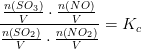 \frac{\frac{n\left ( SO_3 \right )}{V}\cdot \frac{n\left ( NO \right )}{V}}{\frac{n\left ( SO_2 \right )}{V}\cdot \frac{n\left ( NO_2 \right )}{V}}=K_c