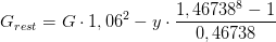 G_{rest}=G\cdot 1,06^2-y\cdot \frac{1,46738^{8}-1}{0,46738}