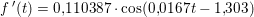 \small f{\, }'(t)=0{,}110387\cdot \cos(0{,}0167t-1{,}303)
