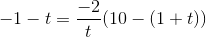 -1-t=\frac{-2}{t}(10-(1+t))