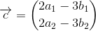 \overrightarrow{c}=\binom{2a_{1}-3b_{1}}{2a_{2}-3b_{2}}
