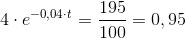4\cdot e^{-0,04\cdot t}=\frac{195}{100}=0,95