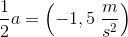\frac{1}{2}a=\left (-1,5\; \frac{m}{s^2} \right )