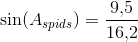\sin(A_{spids})=\frac{9{,}5}{16{,}2}