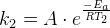 k_2=A\cdot e^{\frac{-E_a}{RT_2}}