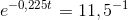 e^{-0,225t}=11,5^{-1}