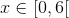 x \in [0,6[