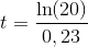 t=\frac{\ln(20)}{0,23}