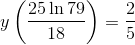 y\left ( \frac{25\ln 79}{18} \right )=\frac{2}{5}