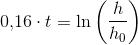 0{,}16\cdot t=\ln\left (\frac{h}{h_0} \right )