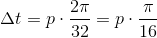 \Delta t=p\cdot \frac{2\pi }{32}=p\cdot \frac{\pi }{16}