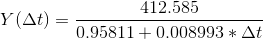 Y(\Delta t)=\frac{412.585}{0.95811+0.008993*\Delta t}