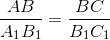 \frac{AB}{A_{1}B_{1}} = \frac{BC}{B_{1}C_{1}}