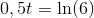0,5t=\ln(6)