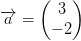 \overrightarrow{a}=\begin{pmatrix} 3\\-2 \end{pmatrix}