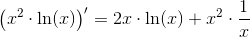 \left ( x^2 \cdot \ln(x)\right ){}'= 2x \cdot \ln(x)+ x^2 \cdot \frac{1}{x}