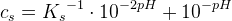c_s={K_s}^{-1}\cdot10^{-2pH}+10^{-pH}