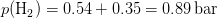 p(\mathrm{H_{2})=0.54+0.35=0.89\, bar}