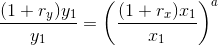\frac{(1+r_y)y_1}{y_1}=\left (\frac{(1+r_x)x_1}{x_1} \right )^a