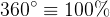 360^\circ\equiv 100\%