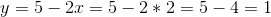y = 5-2x = 5-2*2 = 5-4 = 1