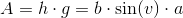 A=h\cdot g=b\cdot \sin(v)\cdot a