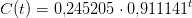 C(t)=0{,}245205\cdot 0{,}911141^t