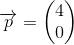 \overrightarrow{p}=\begin{pmatrix} 4\\0 \end{pmatrix}