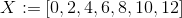X := [0, 2, 4, 6, 8, 10, 12]