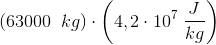 \left ( 63000 \right\; kg )\cdot \left ( 4,2\cdot 10^{7}\; \frac{J}{kg} \right )