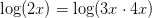 \log(2x)=\log(3x\cdot 4x)
