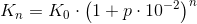 K_{n}=K_0\cdot \left (1+p\cdot 10^{-2} \right )^n