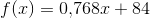 f(x)=0{,}768x+84