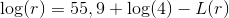\log(r)=55,9+\log(4)-L(r)