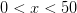 0<x<50