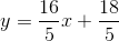 y=\frac{16}{5}x+ \frac{18}{5}