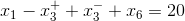 x_1-x_3^++x_3^-+x_6=20