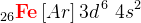 _{26}\mathbf{\color{Red}Fe} \left [ Ar \right ] 3d^{\, 6}\; 4s^2