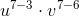 u^{7-3}\cdot v^{7-6}