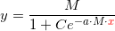 \small \small y=\frac{M}{1+Ce^{-a\cdot M\cdot {\color{Red} x}}}