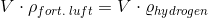V\cdot \rho _{fort.\; luft}=V\cdot \varrho _{hydrogen}