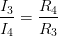 \frac{I_3}{I_4}=\frac{R_4}{R_3}