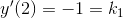 y'(2) =-1=k_1